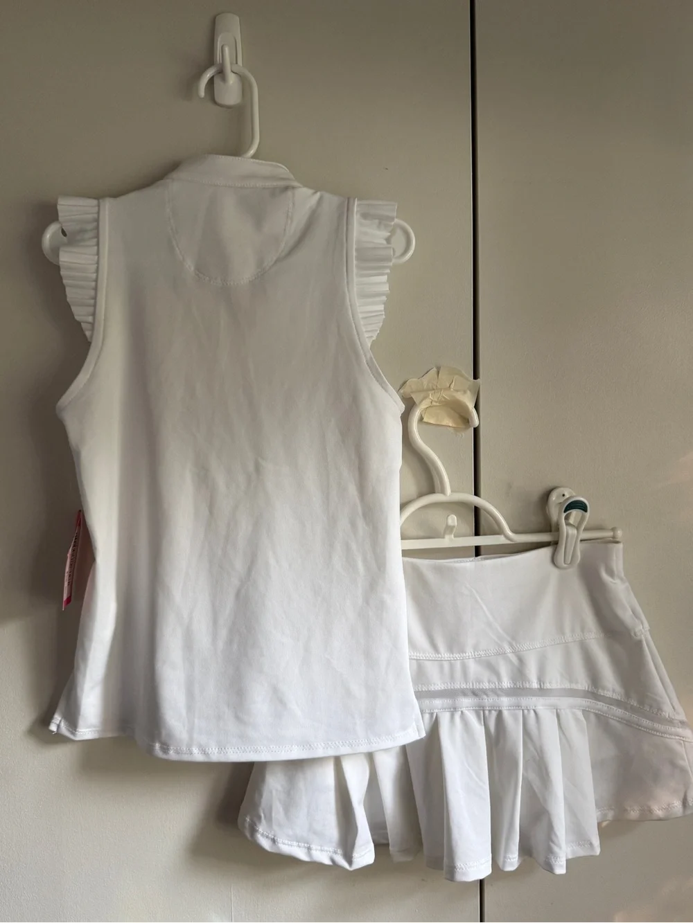 NWT Girls Lucky in Love White Tennis Top/Pleated Skort Set XS/6 MSRP $102